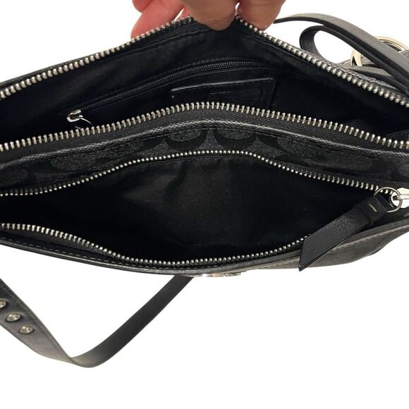 COACH Payton Crossbody in Signature Canvas Black Gray - Picture 10 of 12